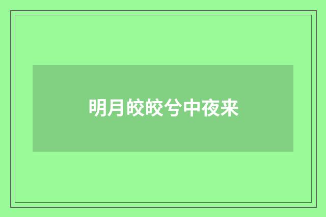 明月皎皎兮中夜来