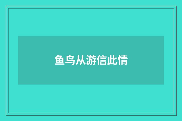 鱼鸟从游信此情