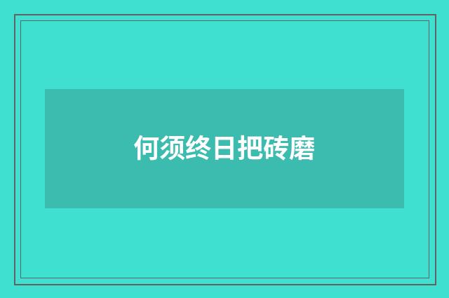 何须终日把砖磨