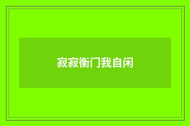 寂寂衡门我自闲