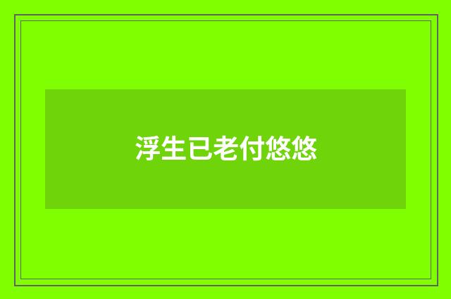 浮生已老付悠悠