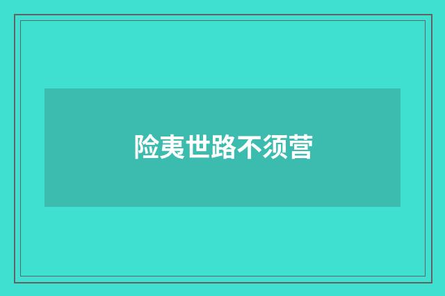 险夷世路不须营