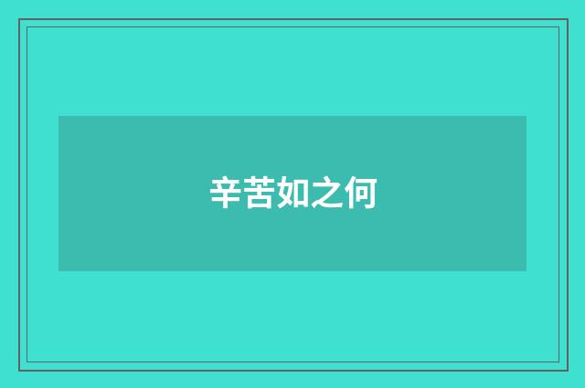 辛苦如之何