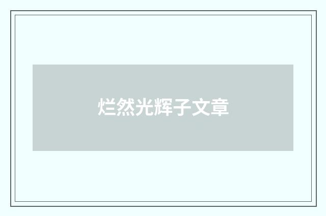 烂然光辉子文章