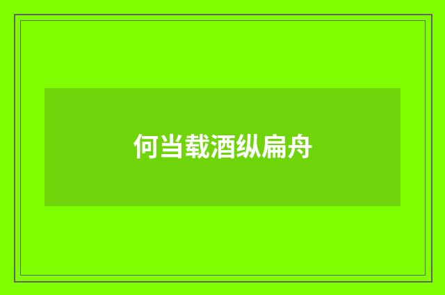 何当载酒纵扁舟