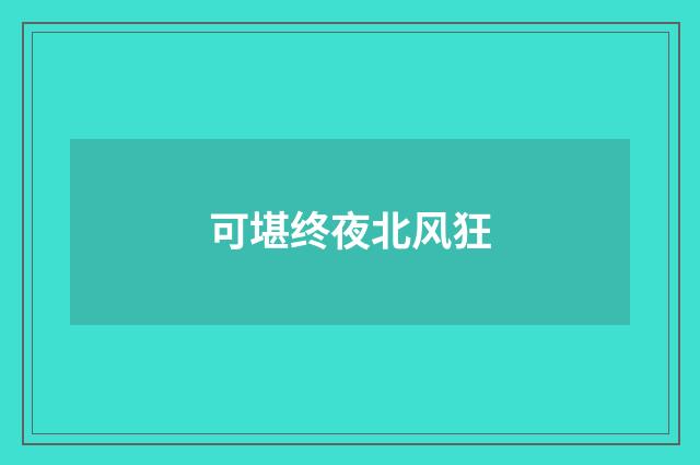 可堪终夜北风狂