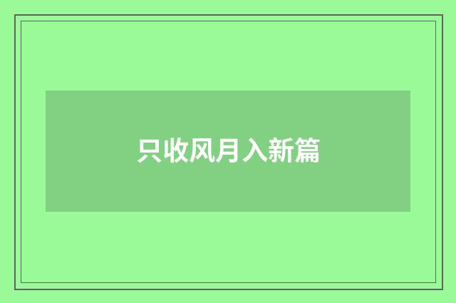 只收风月入新篇