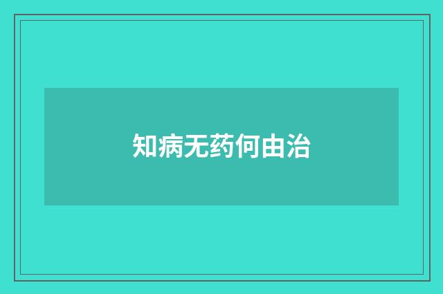 知病无药何由治