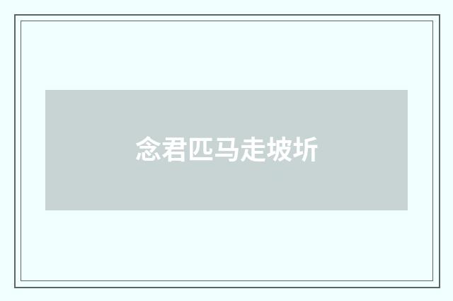 念君匹马走坡圻
