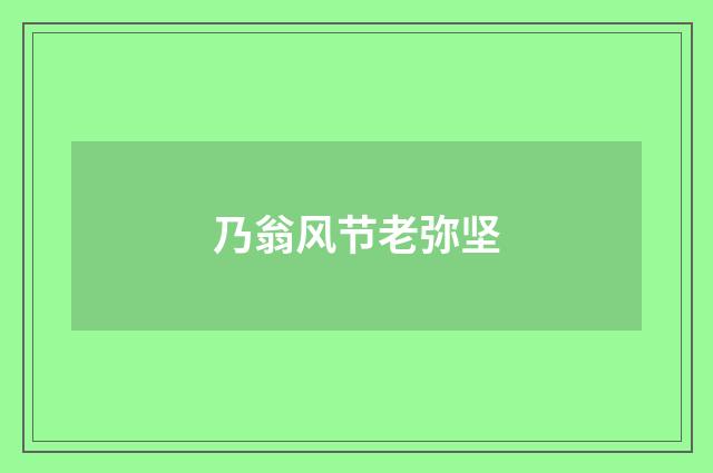 乃翁风节老弥坚