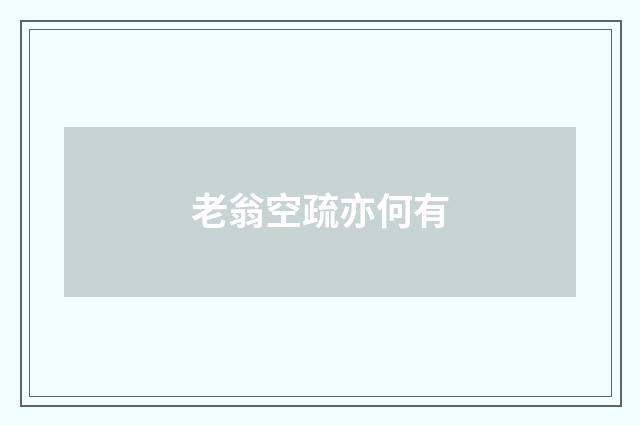 老翁空疏亦何有