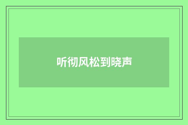 听彻风松到晓声