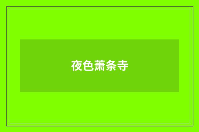 夜色萧条寺
