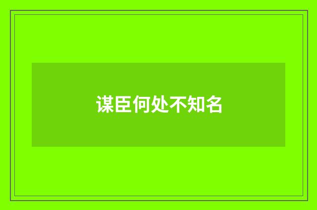 谋臣何处不知名