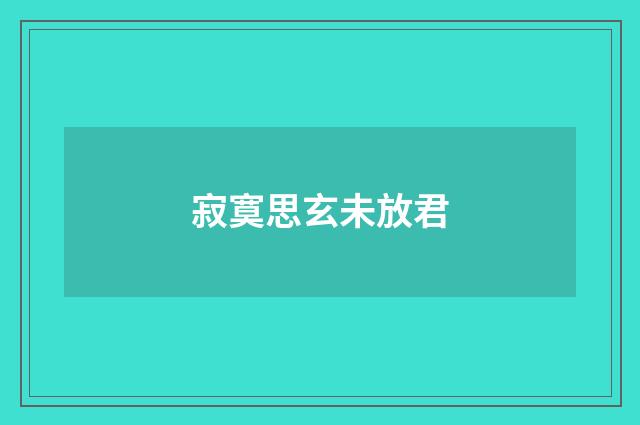 寂寞思玄未放君