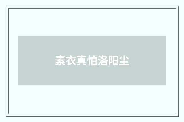 素衣真怕洛阳尘