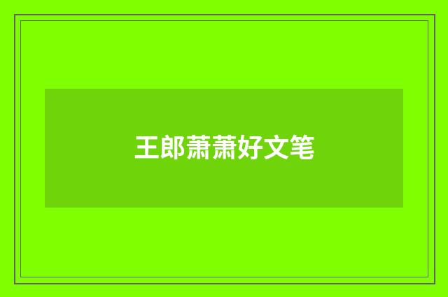 王郎萧萧好文笔