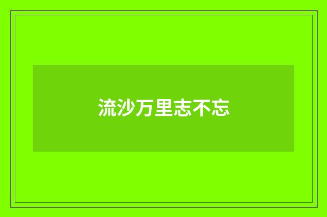 流沙万里志不忘