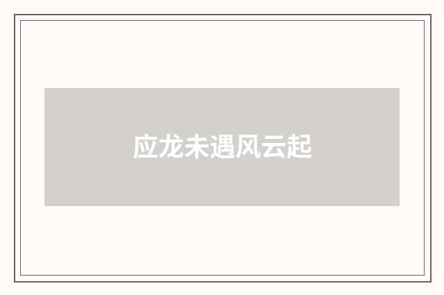 应龙未遇风云起