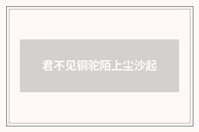 君不见铜驼陌上尘沙起