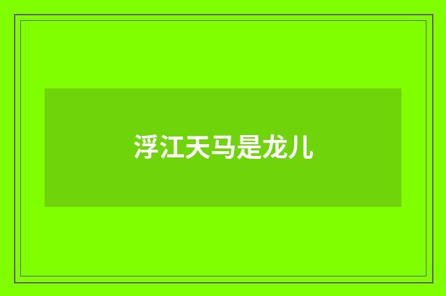 浮江天马是龙儿