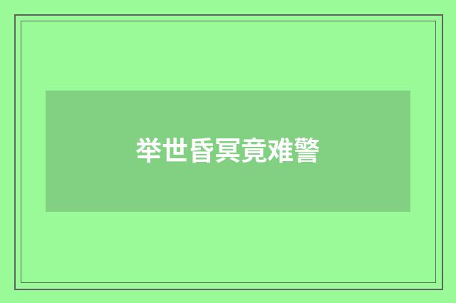 举世昏冥竟难警