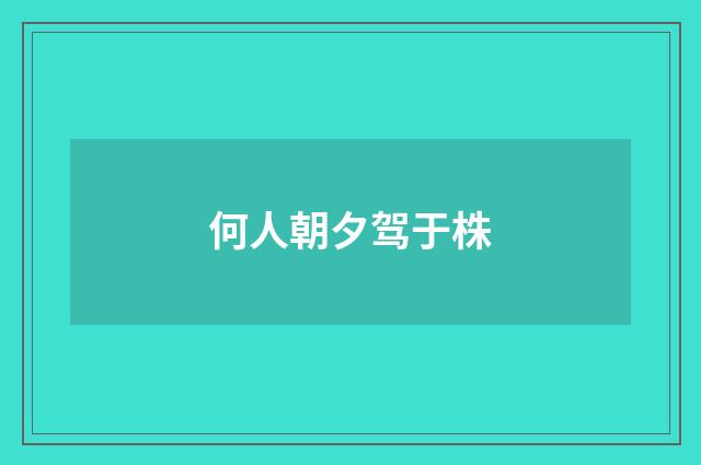 何人朝夕驾于株
