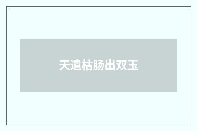 天遣枯肠出双玉