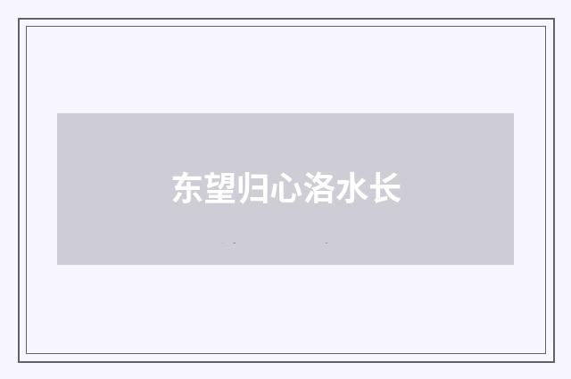 东望归心洛水长