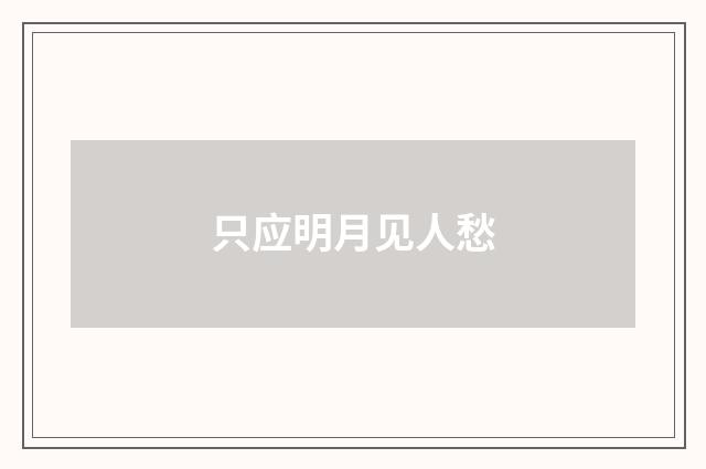 只应明月见人愁