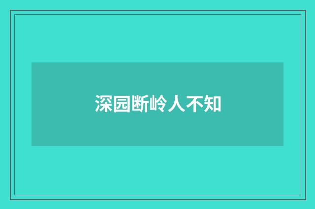 深园断岭人不知