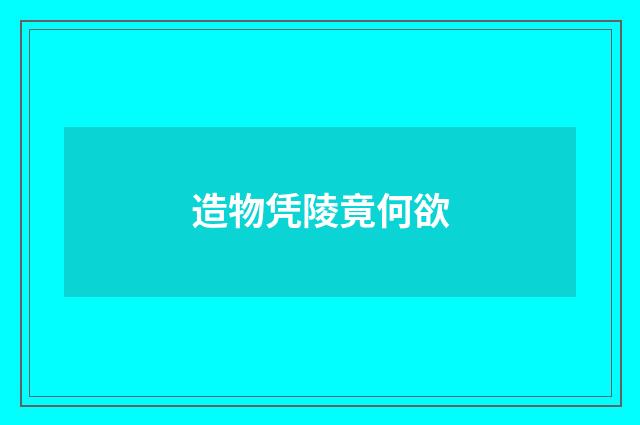 造物凭陵竟何欲