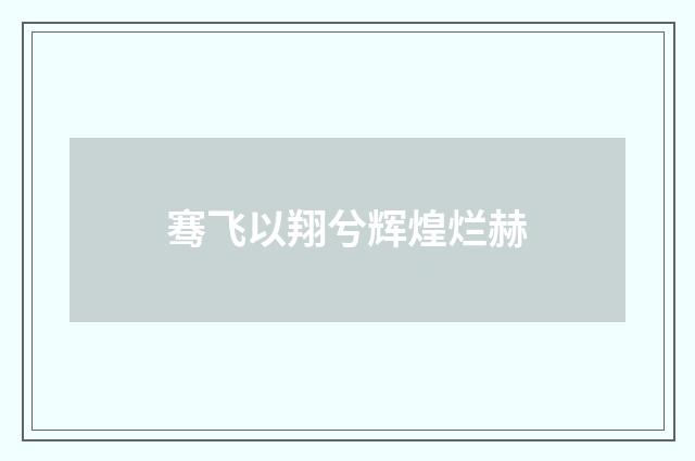 骞飞以翔兮辉煌烂赫