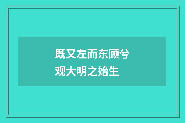 既又左而东顾兮观大明之始生
