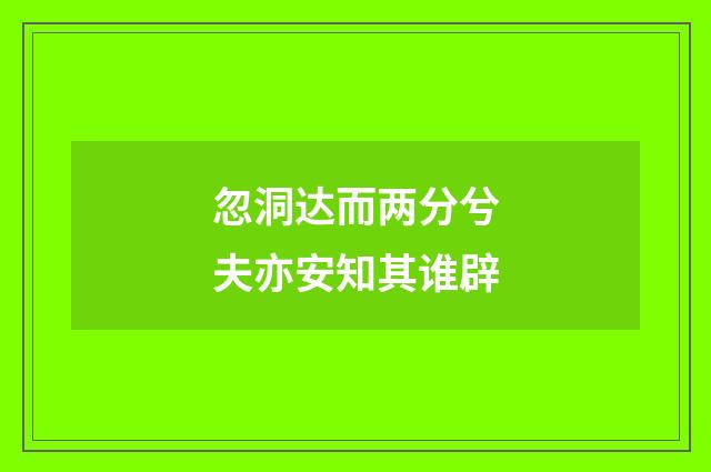 忽洞达而两分兮夫亦安知其谁辟