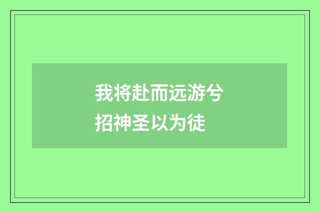 我将赴而远游兮招神圣以为徒
