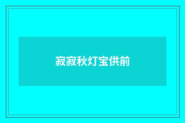 寂寂秋灯宝供前