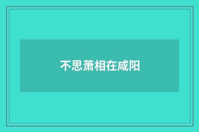 不思萧相在咸阳