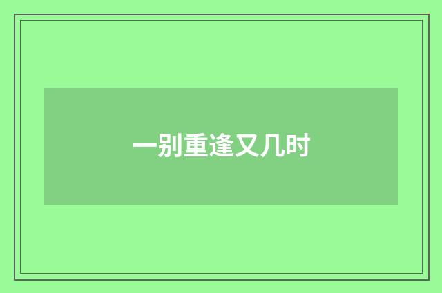 一别重逢又几时