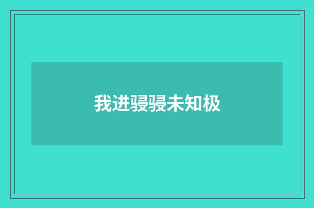 我进骎骎未知极