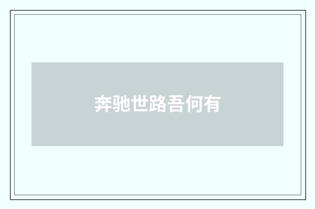 奔驰世路吾何有