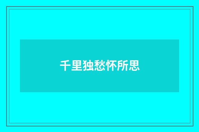 千里独愁怀所思