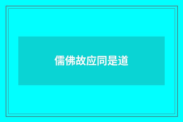 儒佛故应同是道