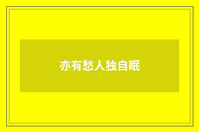 亦有愁人独自眠