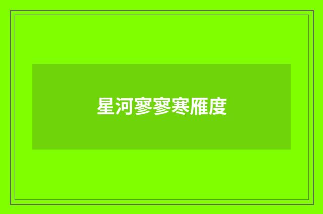 星河寥寥寒雁度