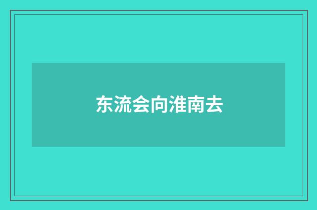 东流会向淮南去