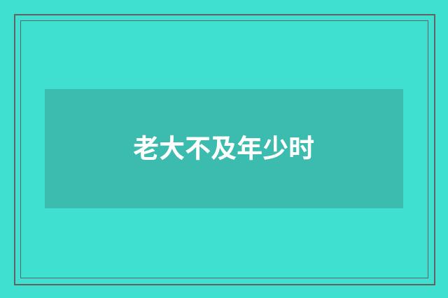 老大不及年少时
