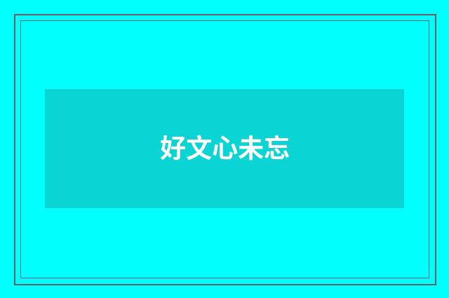 好文心未忘
