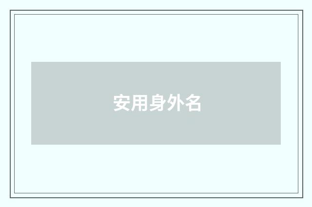 安用身外名
