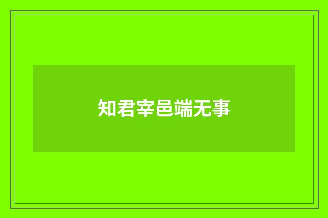 知君宰邑端无事